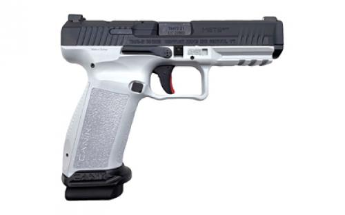 CANIK TP9, METE SFT, Striker Fired, Semi-automatic, Polymer Frame Pistol, Full Size, 9MM, 4.47" Barrel, Black Slide, White Frame, 3 Dot White Sights, Flared Magwell, Holster Fit and Lock, Optics Ready, 2 Magazines, (1)-18 Round and (1)-20 Round HG7415-N