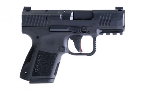 CANIK METE MC9, Semi-automatic, Striker Fired, Poylmer Frame Pistol, Micro Compact, 9MM, 3.18 Barrel, Matte Finish, Black, Optic Ready, 2 Magazines, (1)-12 Round, (1)-15 Round, Includes 3 Grip Back Straps, Magazine Loader, Custome Holster, Canik Punch and Tool Kit, Cleaning Brush and Jag, Hard Case HG7620-N