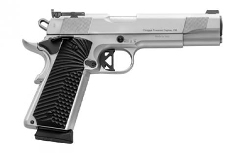 Charles Daly 1911 Empire, 1911, Semi-automatic, Metal Frame Pistol, Full Size, 45 ACP, 5 Barrel, Steel, Chrome Finish, Silver, G10 Grips, Adjustable Rear Sight, Manual Safety, 8 Rounds, 2 Magazines, Right Hand 440.147