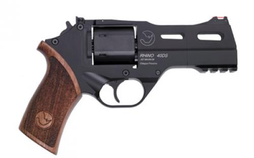 Chiappa Firearms Rhino 40DS Revolver, Double Action/Single Action, 357 Magnum/38 Special, 4 Barrel, Alloy, Black, Walnut Grips, Fiber Optic Front Sight, Adjustable Rear Sight, 6 Rounds, 3 Moon Clips 340.219