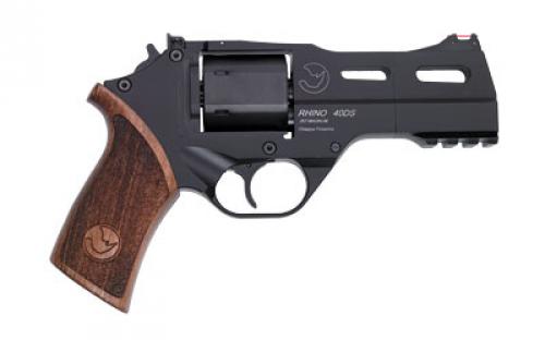 Chiappa Firearms Rhino Single Action, Revolver, 357 Magnum/ 38 Special, 4 Barrel, Alloy, Anodized Finish, Black, Fiber Optic Sights, Walnut Grips, 6 Rounds, 3 Moon Clips CF340.244