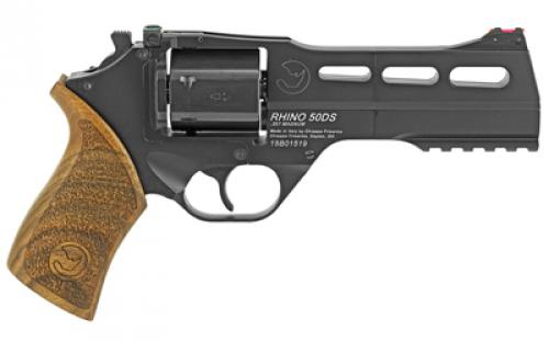 Chiappa Firearms Rhino, Single Action Only, Revolver, 357 Magnum/38 Special, 5" Barrel, Alloy, Anodized Finish, Black, Fiber Optic Sights, Walnut Grip, 6 Rounds, 3 Moon Clips CF340.246