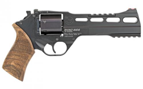 Chiappa Firearms Rhino, Single Action Only, Revolver, 357 Magnum/38 Special, 6" Barrel, Alloy, Anodized Finish, Black, Fiber Optic Sights, Walnut Grip, 6 Rounds, 3 Moon Clips CF340.248