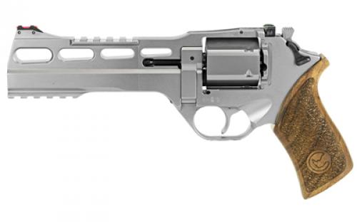 Chiappa Firearms Rhino, Single Action Only, Revolver, 357 Magnum/38 Special, 6 Barrel, Alloy, Nickel Finish, Finish, Fiber Optic Sights, Walnut Grip, 6 Rounds, 3 Moon Clips CF340.249