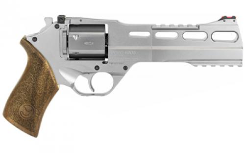 Chiappa Firearms Rhino, Single Action Only, Revolver, 357 Magnum/38 Special, 6" Barrel, Alloy, Nickel Finish, Finish, Fiber Optic Sights, Walnut Grip, 6 Rounds, 3 Moon Clips CF340.249