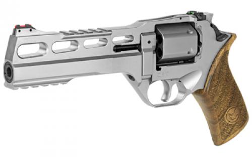 Chiappa Firearms Rhino, Single Action Only, Revolver, 357 Magnum/38 Special, 6" Barrel, Alloy, Nickel Finish, Finish, Fiber Optic Sights, Walnut Grip, 6 Rounds, 3 Moon Clips CF340.249