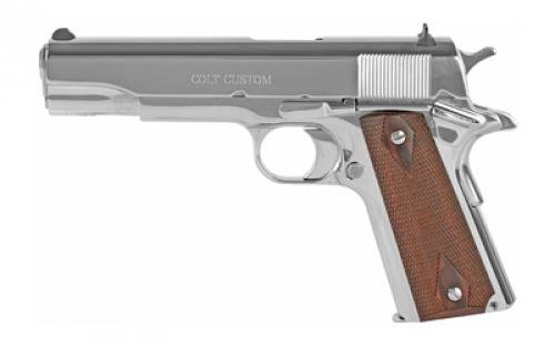 Colt's Manufacturing Government, 1911, Semi-automatic, Metal Frame Pistol, Full Size, 45ACP, 5 Barrel, Steel, Bright Stainless Finish, White Dot Sights, 7 Rounds, 1 Magazine O1070BSTS