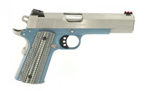 Colt's Manufacturing Competition Titanium, Semi-automatic, Metal Frame Pistol, Full Size, 45ACP, 5" Barrel, Steel, Blue Titanium Finish, G10 Checkered Blue Grips, Novak Red Fiber Optic Front Sight, Novak Adjustable Rear Sight, 8 Rounds, 1 Magazine, Series 70 Firing System O1070CCS-BT