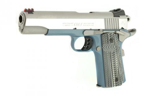 Colt's Manufacturing Competition Titanium, Semi-automatic, Metal Frame Pistol, Full Size, 45ACP, 5" Barrel, Steel, Blue Titanium Finish, G10 Checkered Blue Grips, Novak Red Fiber Optic Front Sight, Novak Adjustable Rear Sight, 8 Rounds, 1 Magazine, Series 70 Firing System O1070CCS-BT