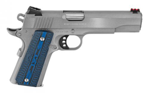 Colt's Manufacturing Competition SS, Semi-automatic, Metal Frame Pistol, Full Size, 45ACP, 5" Barrel, Steel, Stainless Finish, G10 Checkered Blue Grips, Novak Red Fiber Optic Front Sight, Novak Adjustable Rear Sight, 8 Rounds, 1 Magazine, Series 70 Firing System O1070CCS