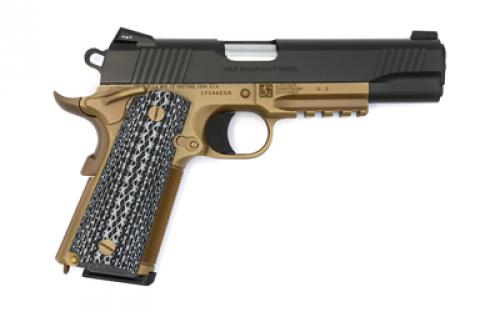 Colt's Manufacturing Government CQB 1911, Full Size, 45ACP, 5" National Match Barrel, Steel Frame, Flat Dark Earth Frame, Black Slide, G10 Grips, Novak Front/Rear Night Sights, 8 Rounds, 1 Magazine O1070CQB-FB