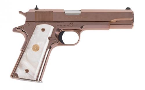 Colt's Manufacturing Government, Talo Edition, 1911, Semi-automatic, Metal Frame Pistol, Full Size, 38 Super, 5" Barrel, Bright Steel, Rose Gold, White Dot Sights, Grip and Thumb Safety, 7 Rounds, 1 Magazine O1073BSTS-RG