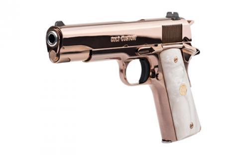 Colt's Manufacturing Government, Talo Edition, 1911, Semi-automatic, Metal Frame Pistol, Full Size, 38 Super, 5" Barrel, Bright Steel, Rose Gold, White Dot Sights, Grip and Thumb Safety, 7 Rounds, 1 Magazine O1073BSTS-RG