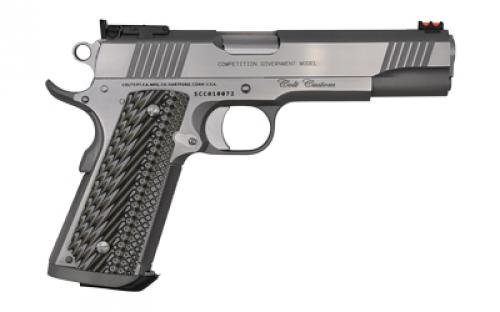 Colt's Manufacturing Custom Competition, Semi-automatic, Metal Frame Pistol, Full Size, 38 Super, 5" National Match Barrel, Steel, Stainless Finish, Novak Adjustable Sights, 9 Rounds O1073CS