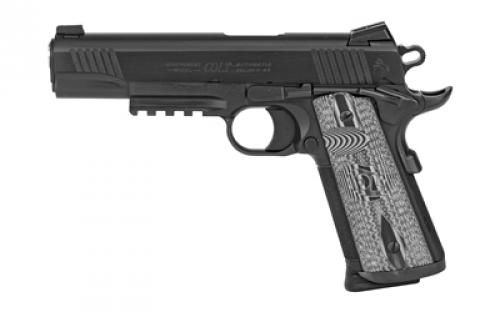 Colt's Manufacturing Combat Unit Rail Gun, 1911, Semi-automatic, Metal Frame Pistol, Full Size, 45ACP, 5 Barrel, Matte Finish, Steel Construction, G10 Grips, Adjustable Sights, 8 Rounds, 1 Magazine O1080RGCCU