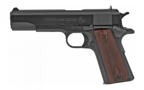 Colt's Manufacturing Government Model, 1911 Classic, Semi-automatic, Metal Frame Pistol, Full Size, 38 Super, 5 Barrel, Steel Construction, Blued Finish, 9 Rounds, 1 Magazine O1911C-38