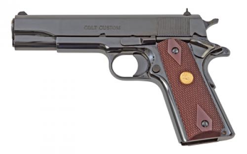 Colt's Manufacturing Government, 1911, Semi-automatic, Metal Frame Pistol, Full Size, 45ACP, 5 Barrel, Steel, Royal Blue, Wood Grips, White Dot Sights, 7 Rounds, 1 Magazine O1911C-RB