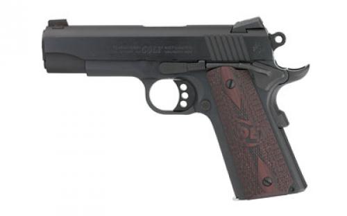 Colt's Manufacturing Combat Commander, 1911, Semi-automatic, Metal Frame Pistol, Commander Size, 9MM, 4.25 Barrel, Steel, Blued Finish, G10 Checkered Black Cherry Grips, White Dot Carry Novak Sights, 9 Rounds, 1 Magazine O4942XE