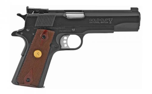 Colt's Manufacturing Gold Cup National Match, 1911, Semi-automatic, Metal Frame Pistol, Full Size, 38 Super, 5" Barrel, Steel, Blued Finish, Rosewood Grips, Adjustable Target Sights, 9 Rounds O5873A1