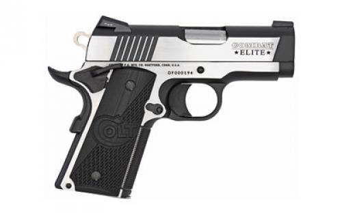 Colt's Manufacturing Combat Elite Defender, 1911, Semi-automatic, Metal Frame Pistol, 45ACP, 3" Barrel, Steel, Two-Tone Finish, G10 Grips, Novak Nights Sights, Ambidextrous Thumb Safety, 8 Rounds, 1 Magazine, Upswept Beavertail Grip Safety O7080CE