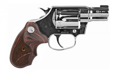 Colt's Manufacturing Bright Cobra, Revolver, Double Action/Single Action, 38 Special +P, 2" Barrel, Steel, Stainless Finish, Wood Medallion Grips, Brass Bead Front Sight, 6 Rounds COBRA-SS2BB