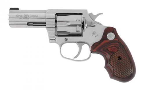 Colt's Manufacturing King Cobra, Revolver, 357 Magnum, 3 Barrel, Steel, Stainless Finish, Hogue Grips, Brass Bead Front Sight, 6 Rounds, Upgraded Snake Scale Pattern Walnut Grips KCOBRA-SB3BB-TLS