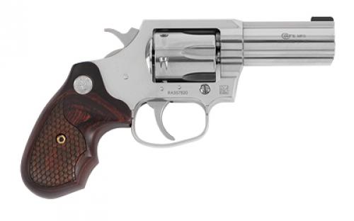 Colt's Manufacturing King Cobra, Revolver, 357 Magnum, 3" Barrel, Steel, Stainless Finish, Hogue Grips, Brass Bead Front Sight, 6 Rounds, Upgraded Snake Scale Pattern Walnut Grips KCOBRA-SB3BB-TLS