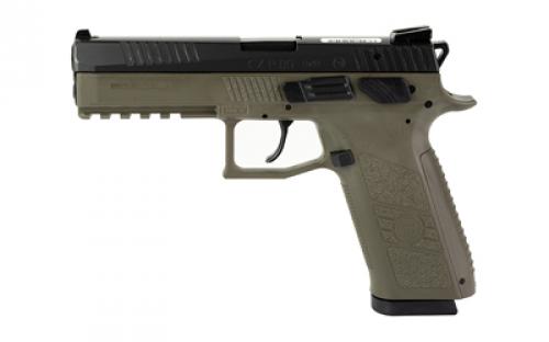 CZ P-09, Double Action/Single Action, Semi-automatic, Polymer Frame Pistol, Full Size, 9MM, 4.54 Barrel, Nitride Slide Finish, Olive Drab Green, 3 Interchangeable Backstraps, Fixed Sights, Swappable Safety/Decocker, 10 Rounds, 2 Magazine 81268