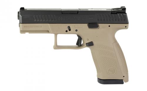 CZ P-10 C, Striker Fired, Semi-automatic, Polymer Frame Pistol, Compact, 9MM, 4.02 Barrel, Nitride Slide Finish, Flat Dark Earth, 3 Interchangeable Backstraps, Fixed Sights, Integrated Trigger Safety, 10 Rounds, 2 Magazine, Reversible Magazine Catch 81532