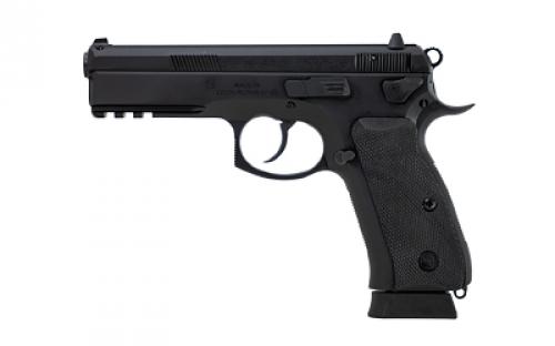 CZ 75 SP-01, Double Action/Single Action, Semi-automatic, Metal Frame Pistol, Full Size, 9MM, 4.6 Barrel, Steel, Polycoat Finish, Black, Black Rubber Grips, Fixed Sights, Manual Safety, 19 Rounds, 2 Magazine 89352