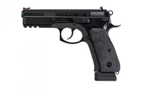 CZ 75 SP-01 Tactical, Semi-Automatic, DA/SA, Full Size, 9MM, 4.6 Cold Hammer Forged Barrel, Steel Frame, Black Finish, Rubber Grips, Luminescent 3 Dot Sights, Decocker, 2 Magazines, 19 Rounds 89353