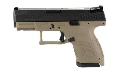 CZ P-10 S, Striker Fired, Semi-automatic, Polymer Frame Pistol, Sub-compact, 9MM, 3.5 Barrel, Nitride Slide Finish, Flat Dark Earth, 3 Interchangeable Backstraps, Fixed Sights, Integrated Trigger Safety, 12 Rounds, 2 Magazine, Reversible Magazine Catch 89561