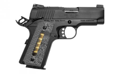 Girsan MC1911 SC Ultimate, 1911, Semi-automatic, Metal Frame Pistol, Officer, 9MM, 3.4 Barrel, Steel, Black, G10 Grips, Adjustable Rear Sight, Ambidextrous Safety, 7 Rounds, 1 Magazine, Ambidextrous 390036