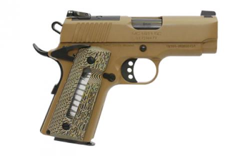 Girsan MC1911SC Ultimate, Semi-automatic, 1911 Officer Model, 9mm, 3.4 Barrel, Steel Frame, FDE, G10 Grips With Window, Ambidextrous Safety, Extended Beavertail, Adjustable Rear Sight, 7Rd 390037