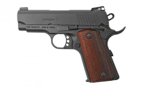 Girsan MC1911SC, Semi-automatic, 1911 Officer Model, 45ACP, 3.4 Barrel, Steel Frame, Black, Wood Grips, Ambidextrous Safety, Extended Beavertail, Adjustable Rear Sight, 6Rd 390040