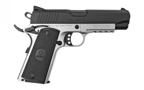 Girsan MC1911 C, 1911, Semi-automatic, Metal Frame Pistol, Commander, 9MM, 4.4 Barrel, Steel, Black and Silver, Polymer Grips, Fixed Sights, Ambidextrous Safety, 9 Rounds, 1 Magazine, Ambidextrous 390052