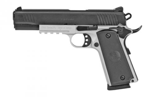 Girsan MC1911S, Semi-automatic, 1911, Full Size, 45ACP, 5 Barrel, Steel Frame, Two-Tone Finish, Synthetic Grips, Extended Beavertail, Accessory Rail, Fixed Novak Sights, 8 Rounds, 1 Magazine 390062