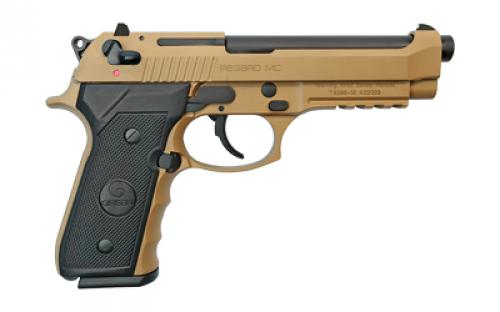 Girsan REGARD MC, Double Action/Single Action, Semi-automatic, Metal Frame Pistol, Full Size, 9MM, 4.9 Barrel, Alloy Frame, Matte Finish, Flat Dark Earth, Ambidextrous Safety/Decocker, Fixed Sights, 18 Rounds, 1 Magazine 390084