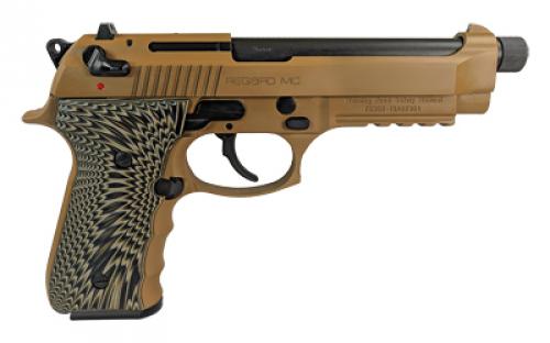 Girsan Regard MC BX, Single Action, Semi-automatic, Metal Frame Pistol, Full Size, 9MM, 5.2 Barrel, Threaded Barrel, Aluminum, Flat Dark Earth, G10 Grips, Fixed Sights, Non-Manual Safety, 18 Rounds, 1 Magazine, Ambidextrous 390085