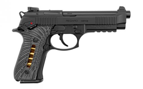 Girsan Regard MC Sport GEN3, Single Action, Semi-automatic, Metal Frame Pistol, Full Size, 9MM, 4.9" Barrel, Aluminum, Black, G10 Grips, Fixed Sights, Ambidextrous Safety, 18 Rounds, 1 Magazine, Ambidextrous 390086