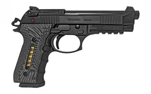 Girsan Regard MC Sport GEN4, Semi-automatic, Double/Single Action, 9MM, 4.9" Barrel, Full Size Metal Frame, Black, Blue Two Tone G10 Grips, Fixed Sights, Ambidextrous Safety w/Decocker, 18 Rounds, 1 Magazine 390087