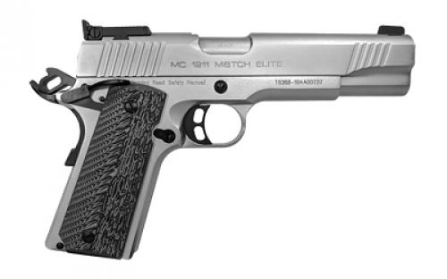 Girsan MC1911 Match Elite, 1911, Semi-automatic, Metal Frame Pistol, Full Size, 45ACP, 5 Barrel, Steel, Matte Chrome Finish, Silver, G10 Grips, Adjustable Rear Sight, Ambidextrous Safety, 8 Rounds, 1 Magazine, Ambidextrous 390095