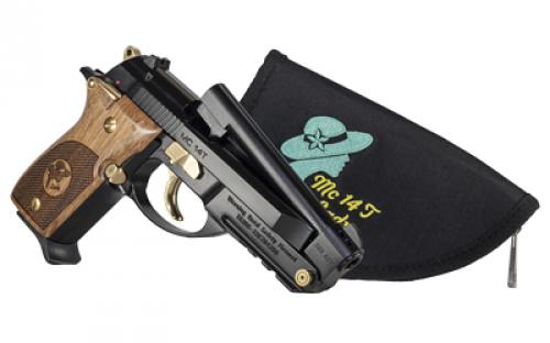 Girsan MC14T Lady Tip-Up, Semi-automatic, Double Action/Single Action, 380 ACP, 4.5" Ported Tip Up Barrel, Blued Finish, Black, Gold Controls, Ambidextrous Safety, Wood Checkered Grips, 13 Rounds, 1 Magazine 390880