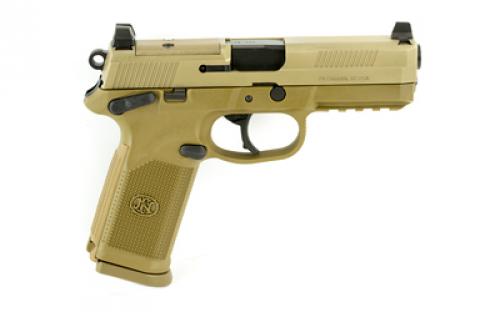 FN America FNX-45 Tactical, DA/SA, Semi-automatic, Full Size Pistol, 45 ACP, 4.5" Barrel, Polymer Frame, Flat Dark Earth Finish, Night Sights, 10Rd, 2 Magazines, Fired Case, Manual Safety, Optics Ready, State Compliant Model 66-100223