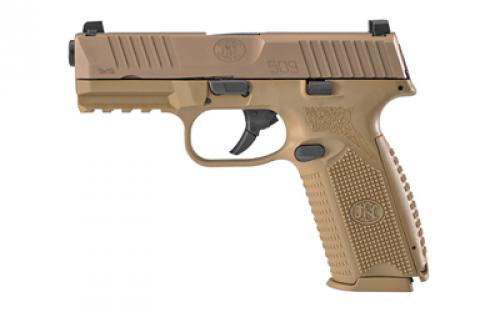 FN America FN 509, Semi-automatic, Striker Fired, Full Size, 9MM, 4" Barrel, Polymer Frame, FDE Finish, 2-17Rd Magazines, 3 Dot Sights, Non-Manual Safety 66-100489