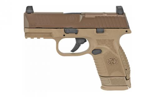 FN America FN 509, MRD, Semi-automatic, Striker Fired, Compact, 9MM, 3.7" Barrel, Polymer Frame, Flat Dark Earth Finish, 1-12Rd, 1-15Rd, Non-Manual Safety, Interchangeable Backstraps, FN Optics Mounting System, Ambi Slide Stop Lever, Ambi Magazine Release, FN Soft Case, Rail, Front Serrations, Loaded Chamber Indicator 66-100574