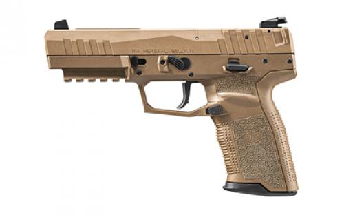 FN America Five seveN MRD, Striker Fired, Semi-automatic, Polymer Frame Pistol, Full Size, 5.7X28MM, 4.8" Barrel, Matte Finish, Flat Dark Earth, Stippled Textured Grip, Optic Ready, Adjustable Sights, Ambidextrous, 10 Rounds, 2 Magazines, Includes Ballistic Zippered Case 66-101277