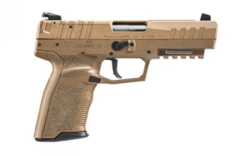 FN America Five seveN MRD, Striker Fired, Semi-automatic, Polymer Frame Pistol, Full Size, 5.7X28MM, 4.8" Barrel, Matte Finish, Flat Dark Earth, Stippled Textured Grip, Optic Ready, Adjustable Sights, Ambidextrous, 10 Rounds, 2 Magazines, Includes Ballistic Zippered Case 66-101277