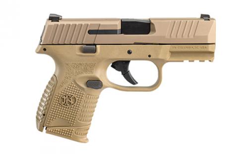 FN America FN 509, Semi-automatic, Striker Fired, Compact, 9MM, 3.7" Barrel, Polymer Frame, Flat Dark Earth, 1-12Rd, 1-15Rd, 3-24Rd Magazines, No Manual Safety, Interchangeable Backstraps, FN Soft Case, Rail, Front Serrations, Loaded Chamber Indicator 66-101643