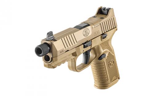 FN America FN509M Tactical, Semi-automatic, Striker Fired, Polymer Frame Pistol, Mid-Size, 9MM, 4.5" Barrel, Threaded 1/2x28", PVD Finish, Flat Dark Earth, Optic Ready, Flat Faced Trigger, Suppressor Height 3 Dot Night Sights, Non-Manual Safety, 10 Rounds, 5 Magazines, Includes Ballistic Case and (2) Backstraps 66-101710